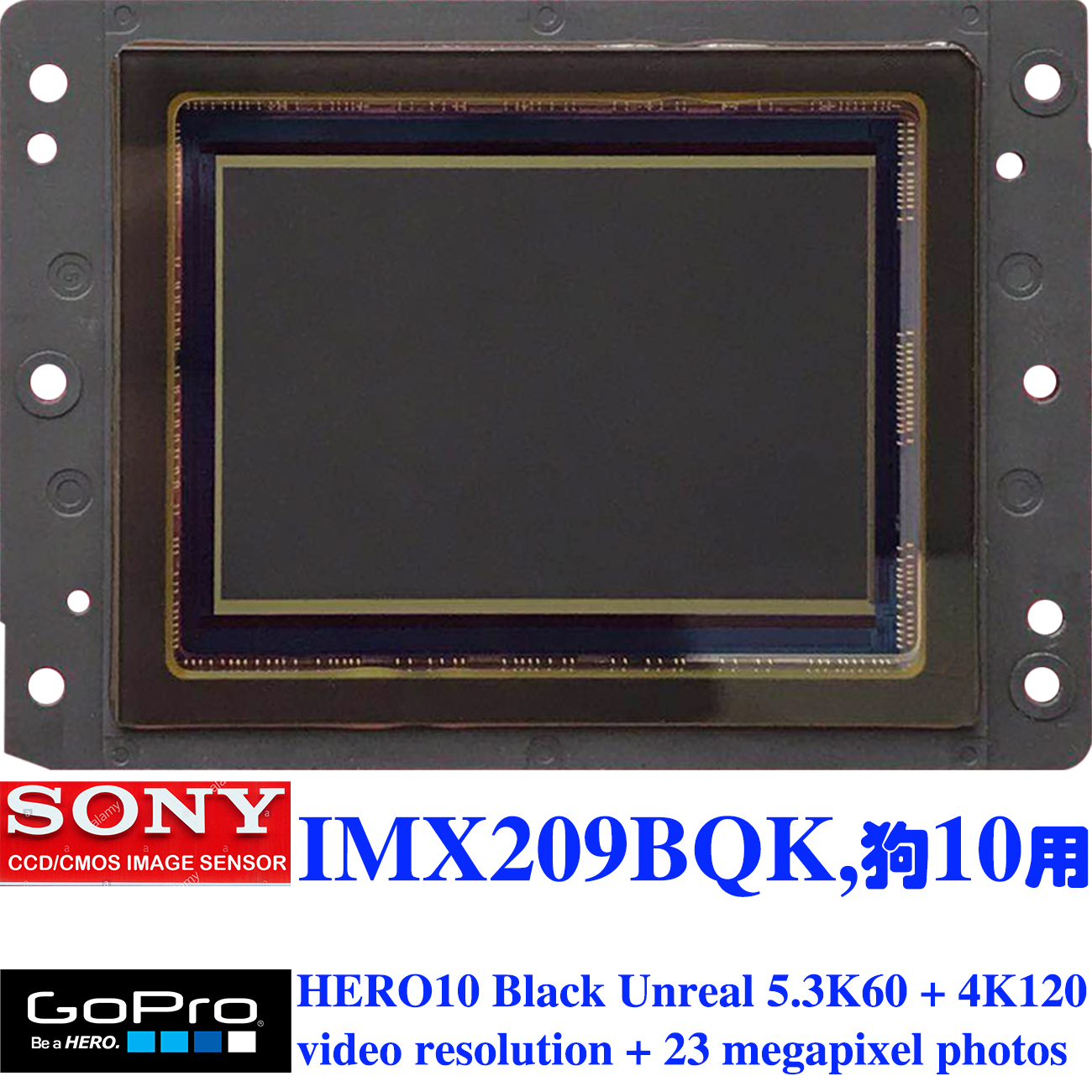 索尼SONY IMX209BQK， RUNTOO行车记录仪4K，狗GoPro 10 black cmos sensor， 5.3k sensor，大尺寸大靶面大像素传感器，高速运动相机感光芯片，工业相机CMOS图像传感器