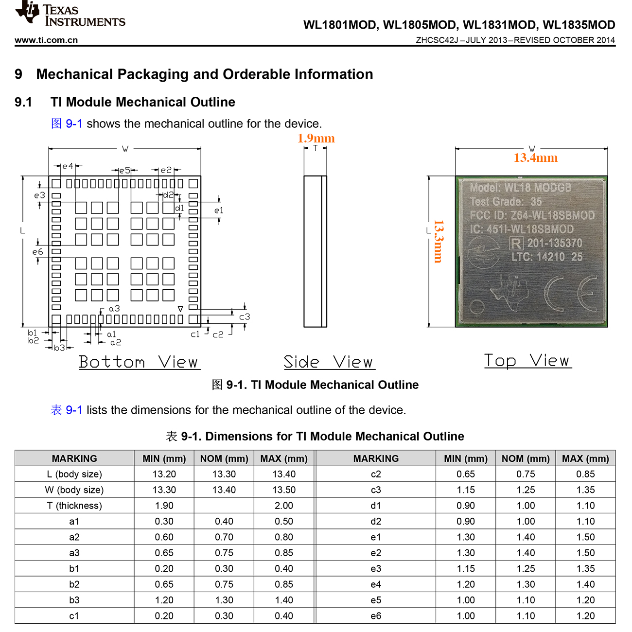 WL1835模块，蓝牙wifi模块，蓝牙wifi共存无线模块，bluetooth & wifi module, 物联网通信模块，媒体蓝牙WiFi模组，标准802.11双频模组， 蓝牙和标准802.11 wifi共存模块，双天线模块，pdf文档下载，WL1835MODGBMOCR原装现货