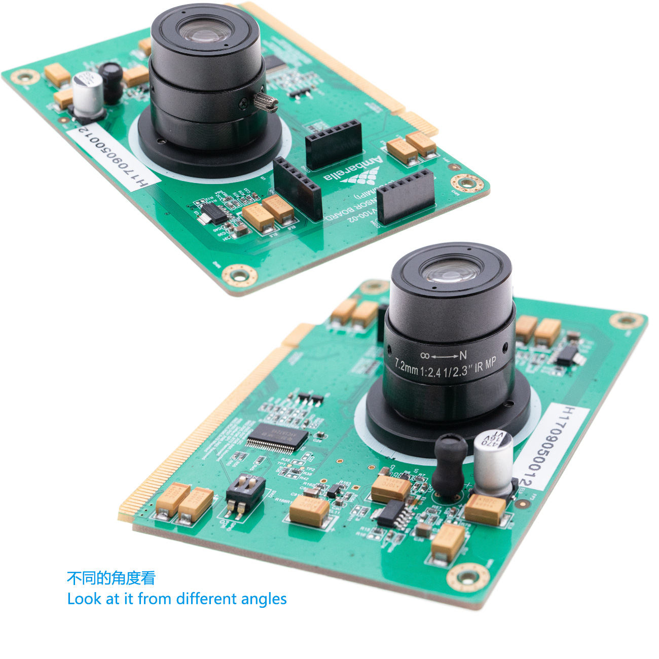 安霸Ambarella S3L开发板,开发板中的竖板，开发板的sensor板，Ambarella development board,IMX274 sensor board, LVDS/MIPI interface，带镜头sensor板，7.2mm 1:2.4 1/2.3-inch IR MP Lens，onbroad SN74AVC16T245，S3L01-S02-A-V100-02板子