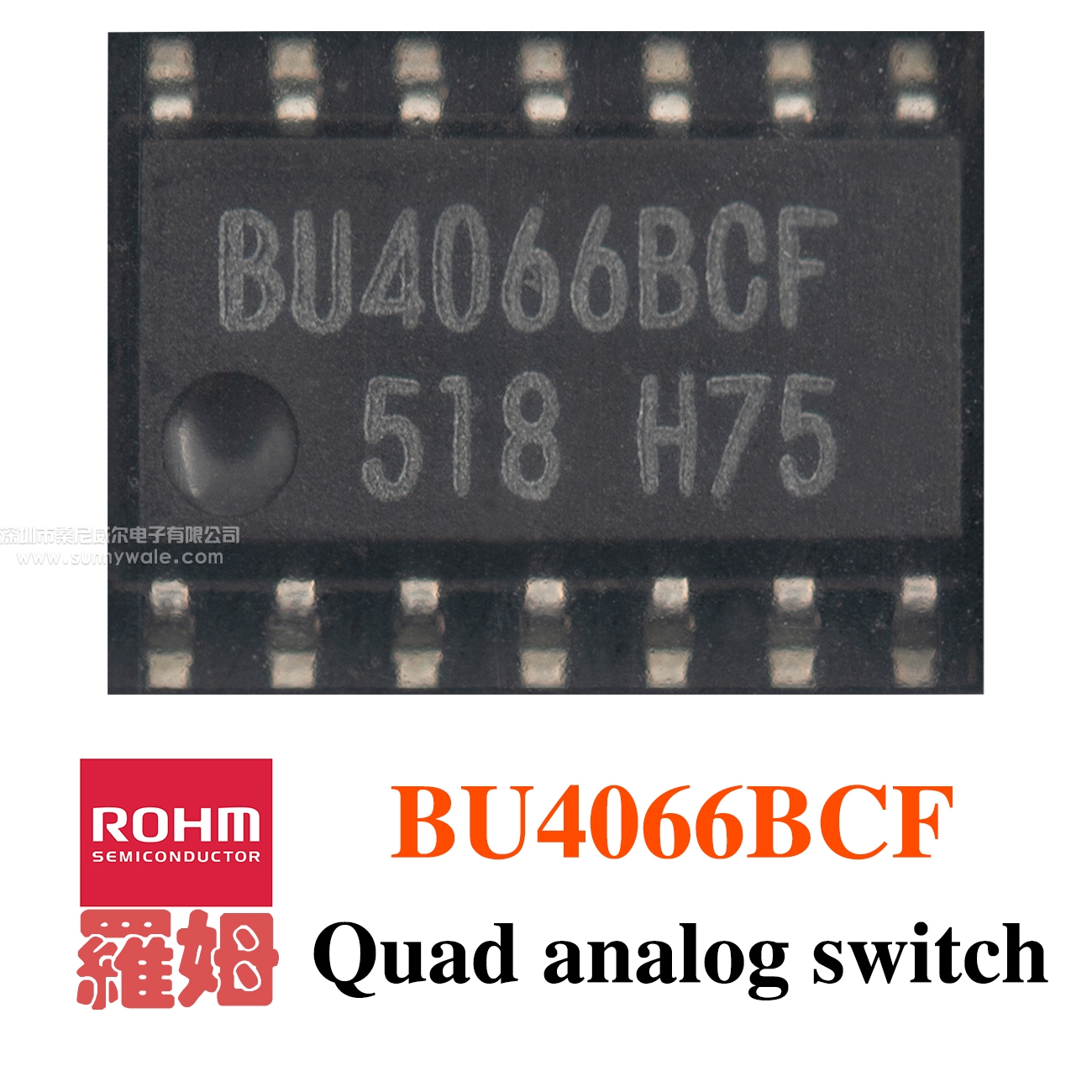 BU4066BCF , ROHM semiconductor，Quad analog siganl switches，4 lane digital siganl switches，Four-channel swiches ，Four channel signal switch，Four-lane analog or digital signal switches