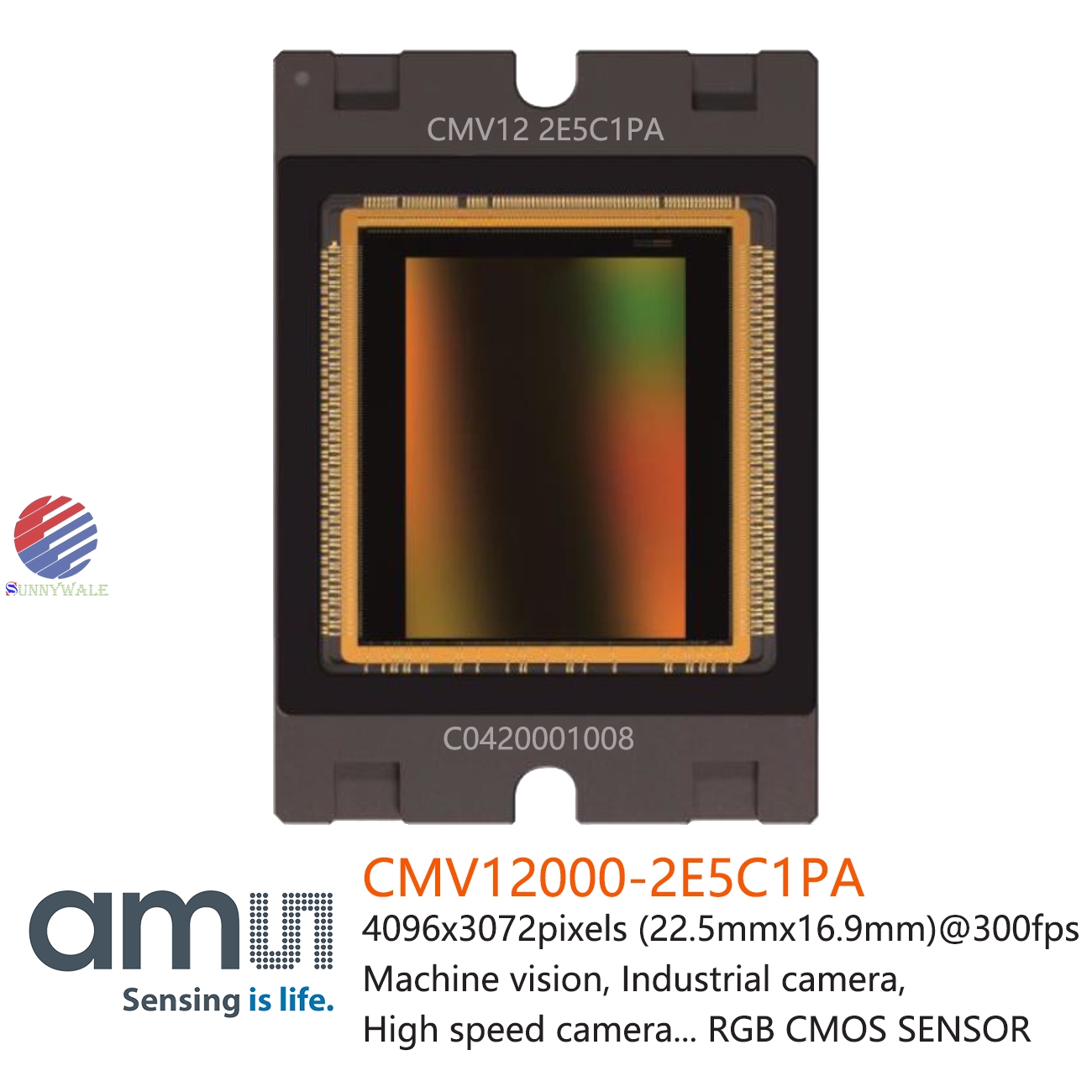 CMV12000-2E5C1PA, ES12-2E5C1PA,Austrial AMS OSRAM 12MP chips, High Speed Industrial camera sensor, Machine Vision ,Global Shutter, CMOS Image Sensor