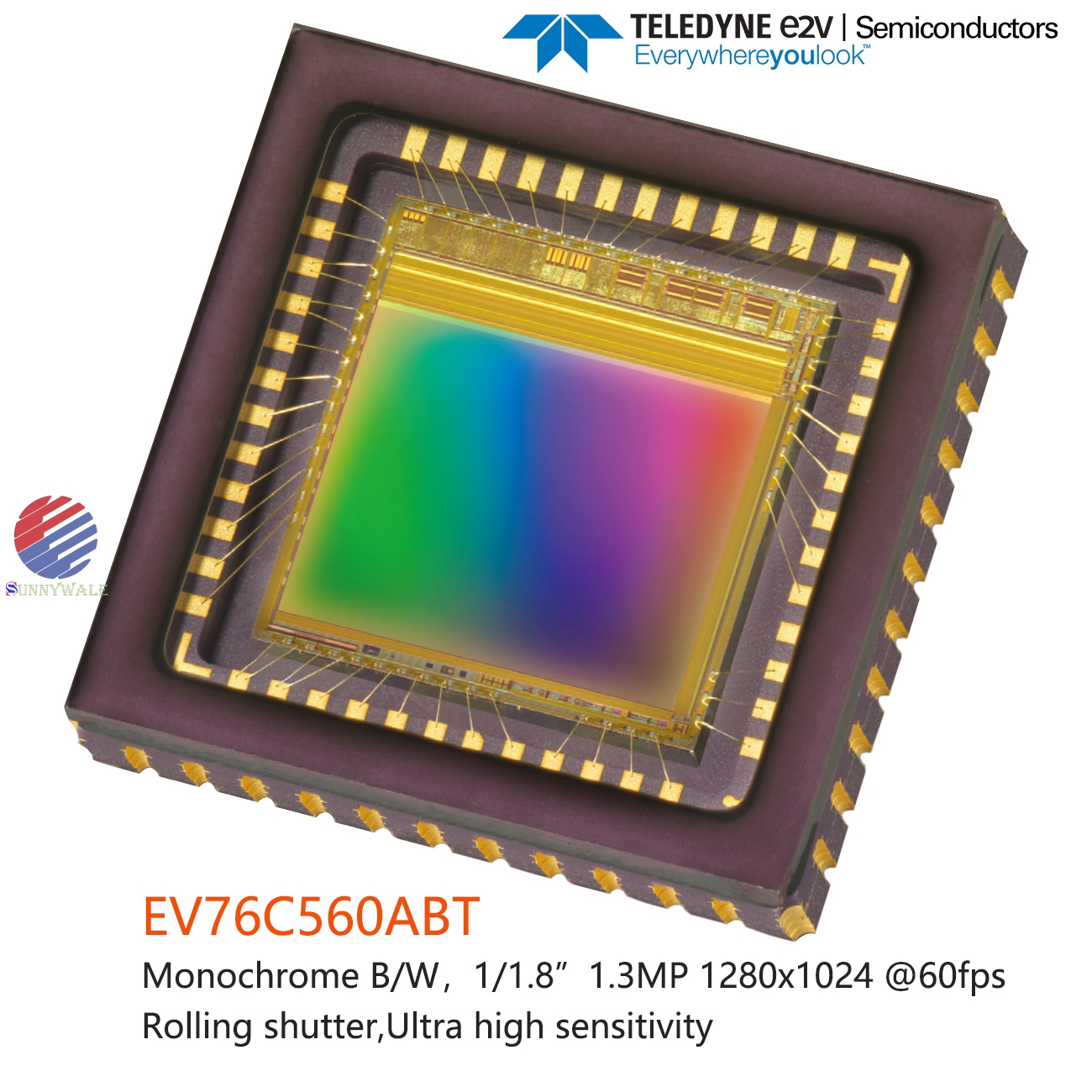 EV76C560ABT, EV76C560ACT,e2v sensor, 1/1.8 cmos sensor, 1.3 Mpixels chips，B&W sensor， monochrome cmos，Ultra high sensitivity CMOS，Teledyne e2v Image Sensor,Teledyne e2v Semiconductors
