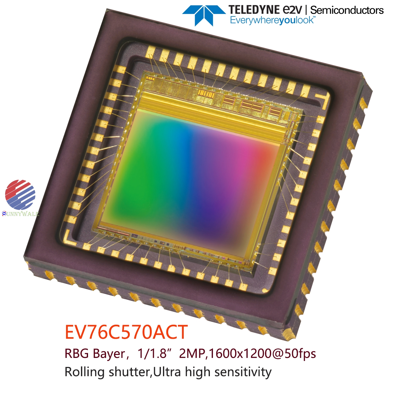 EV76C570ACT，Teledyne e2v cmos，1/1.8”RGB sensor,1600x1200@60fps cmos, e2v 2Mpixels sensor,  Teledyne e2v Color CMOS Image sensor,cmos semsor  for industrial camera machine vision ，Ultra-high sensitivity image sensor