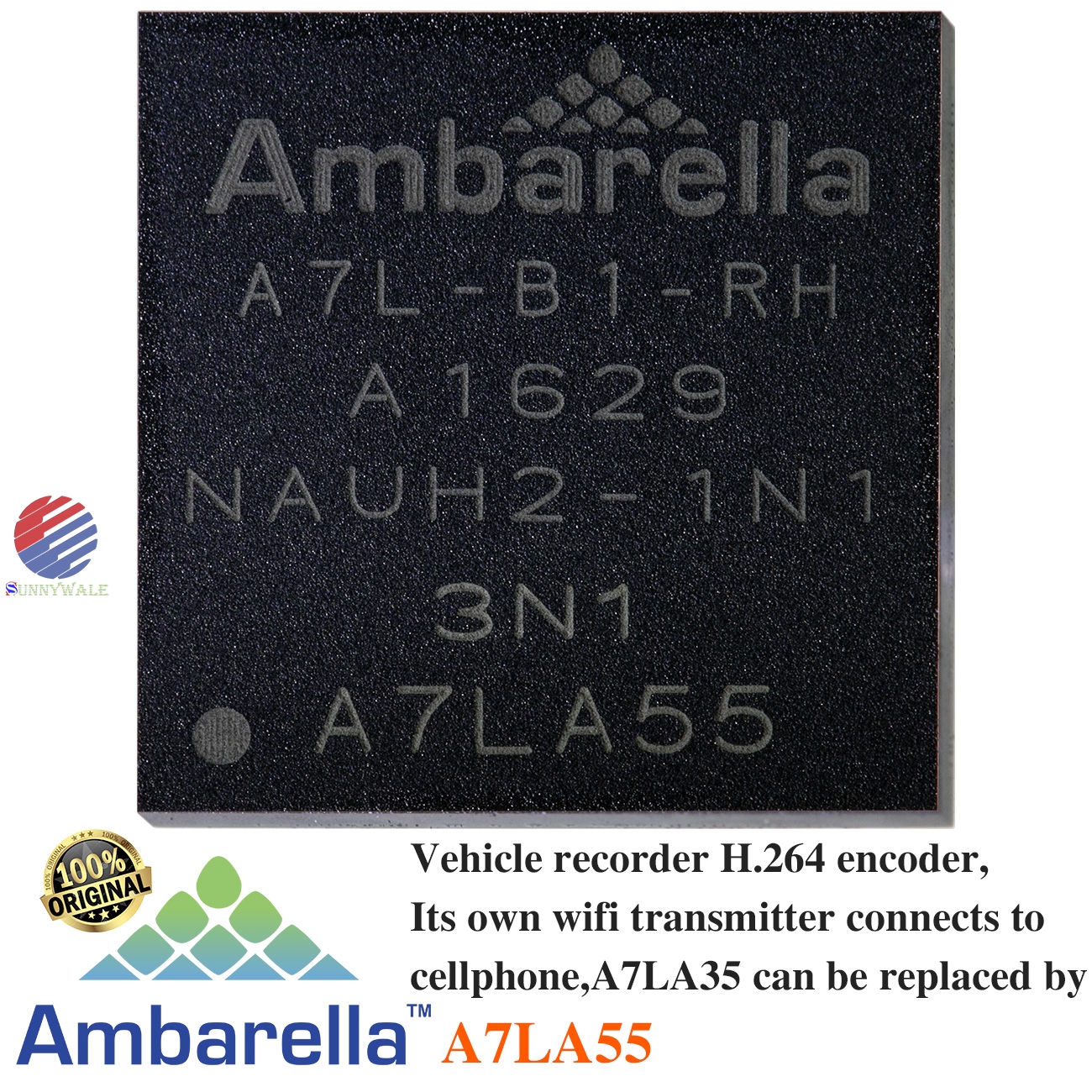Ambarella with wifi chip, with wifi H.264 encoder, A7LA55 pictures, agents, pdf document download, datasheet, law enforcement chips, dashcam IC ,action camera chip, aerial camera CPU, A7LA50 substitute, A7LA35 instead of part number, PIN to PIN instead of model, Ambarella traffic recorder chip, H.264 encoder, with wifi camera DSP, ARM11 processor, support full HD 1080p@60fps, car recorder, car black box camera master chip ISP CPU