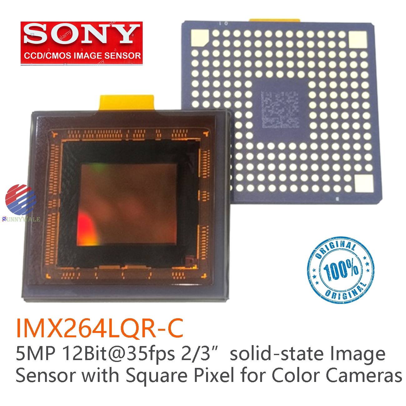 IMX264LQR-C, SONY cmos sensor, 2/3-inch, 5MP@12bit 35fps, solid-state Image Sensor, with Square Pixel for Color Cameras