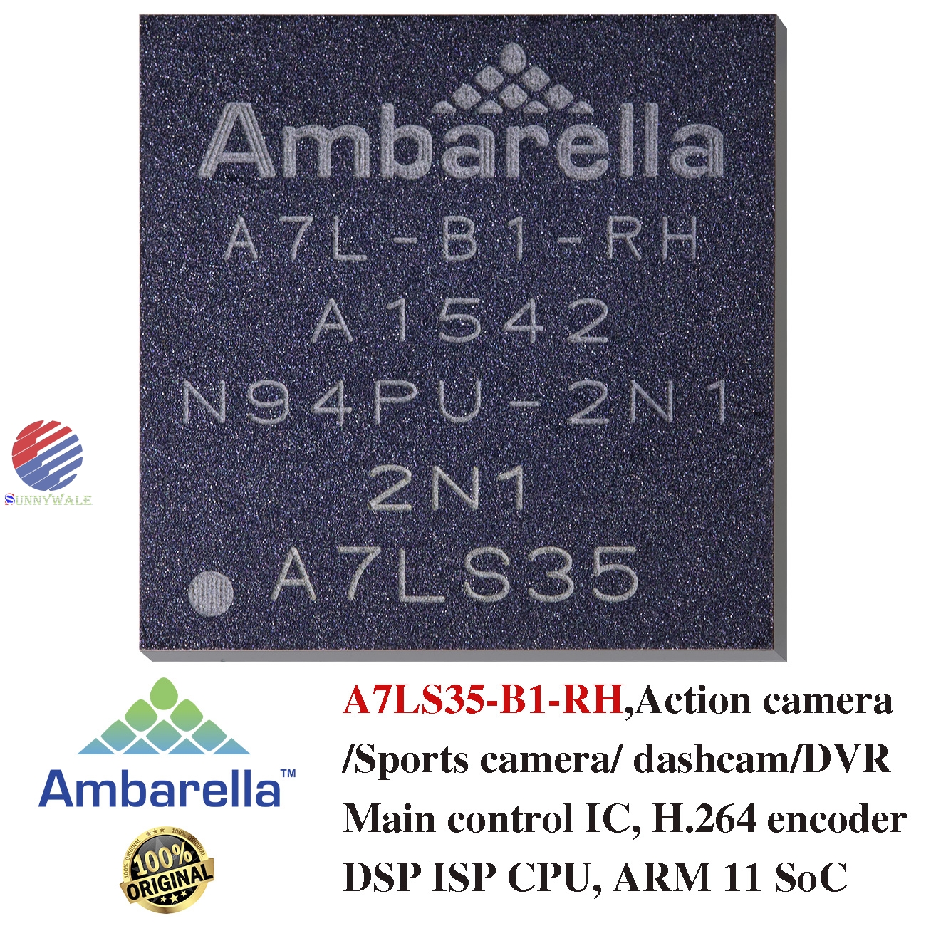 A7LS35, 1080p@60fps Image processor, H.264 encoder, ARM11 SoC, Ambarella, solution for sports camera, vehicle driving recorder, police law enforcement recorder, security surveillance camera