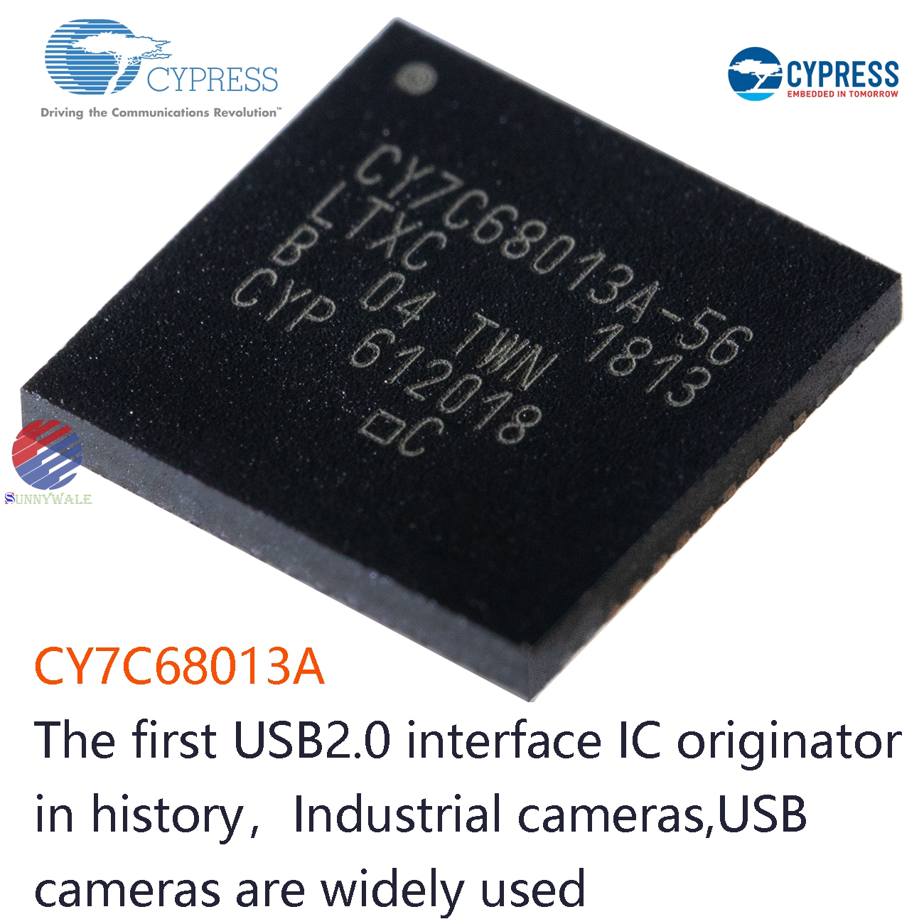 CY7C68013, Cypress, EZ-USB FX2, USB2.0 interface IC, USB camera IC, industrial camera USB microcontroller
