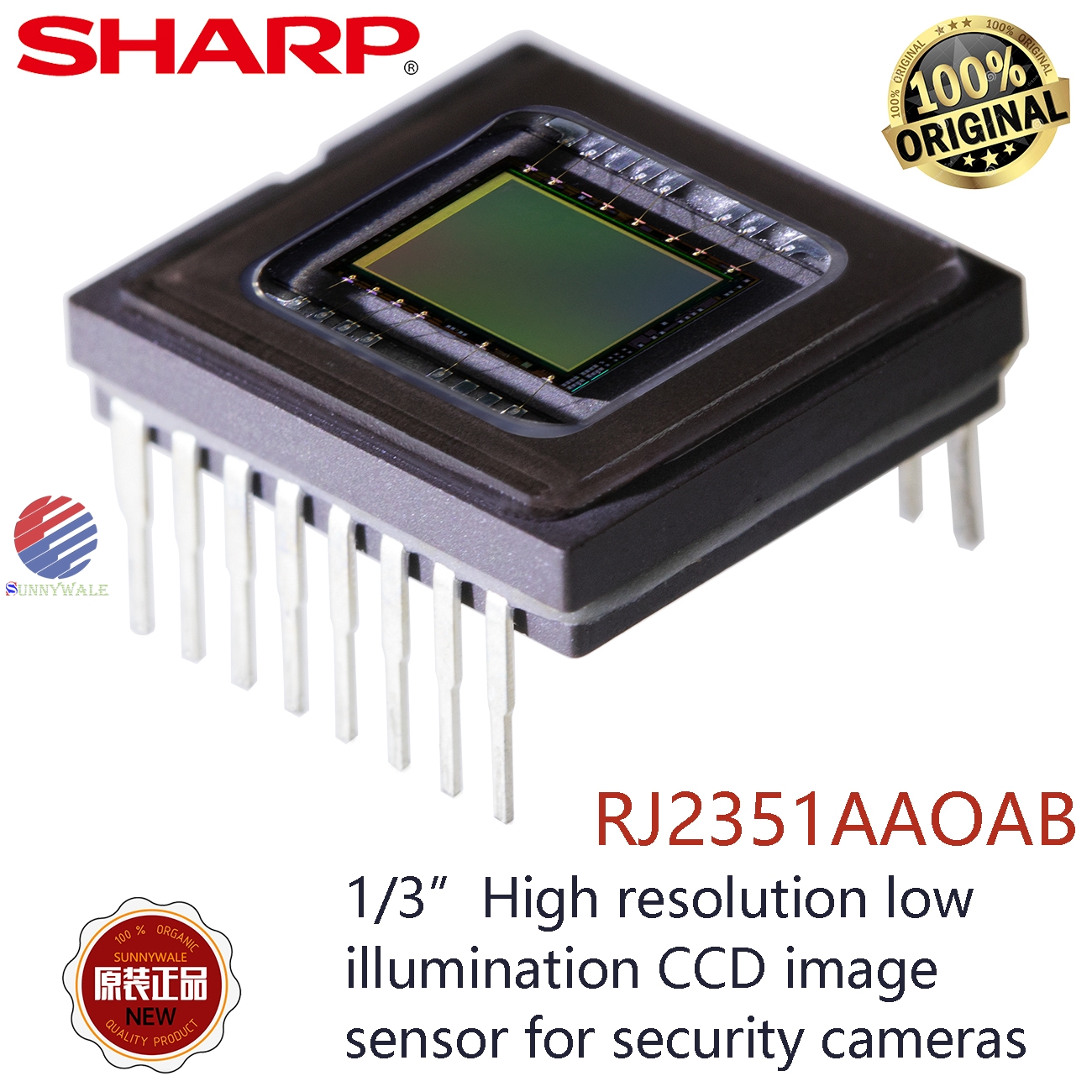 RJ2351AAOAB, RJ2351AA0AB, SHARP 1/3 CCD, analog output HD camera CCD, high resolution low illumination CCD image sensor, for security cameras
