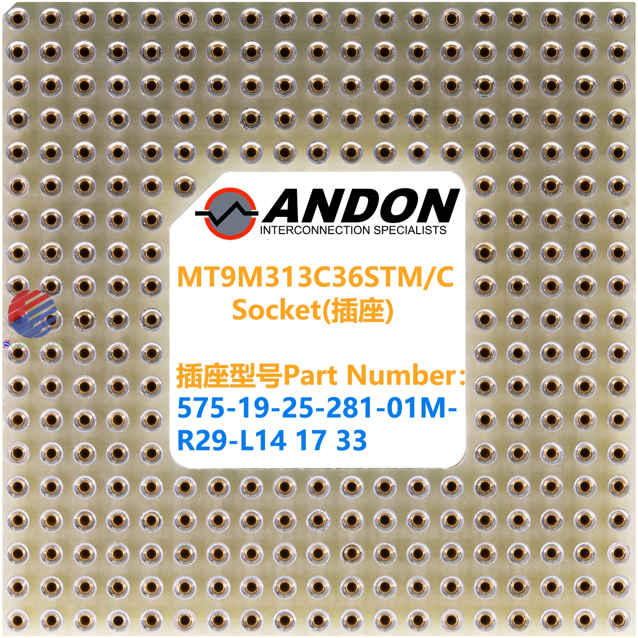ANDON Socket 575-19-25-281-01M-R29-L14 17 33 for MT9M413 adapter